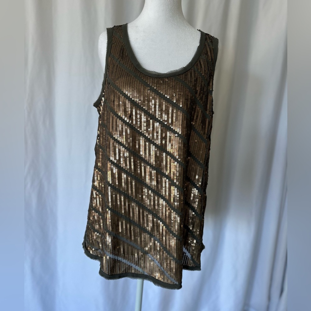 LOFT Bronze Sequin Tank Top